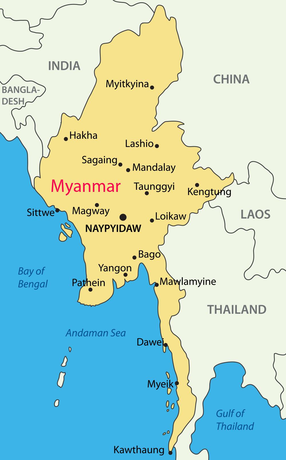 myanmar map